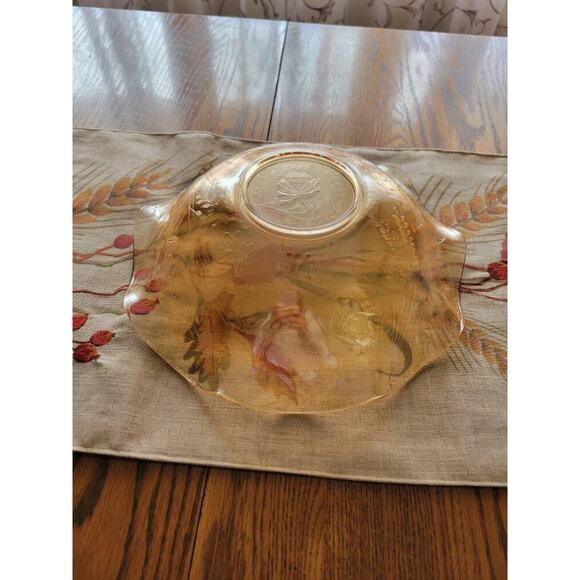 Vintage Floragold Louisa Bowl, Depression Glass, Iridescent Ruffled, 11-1/2 inch - Picture 3 of 6